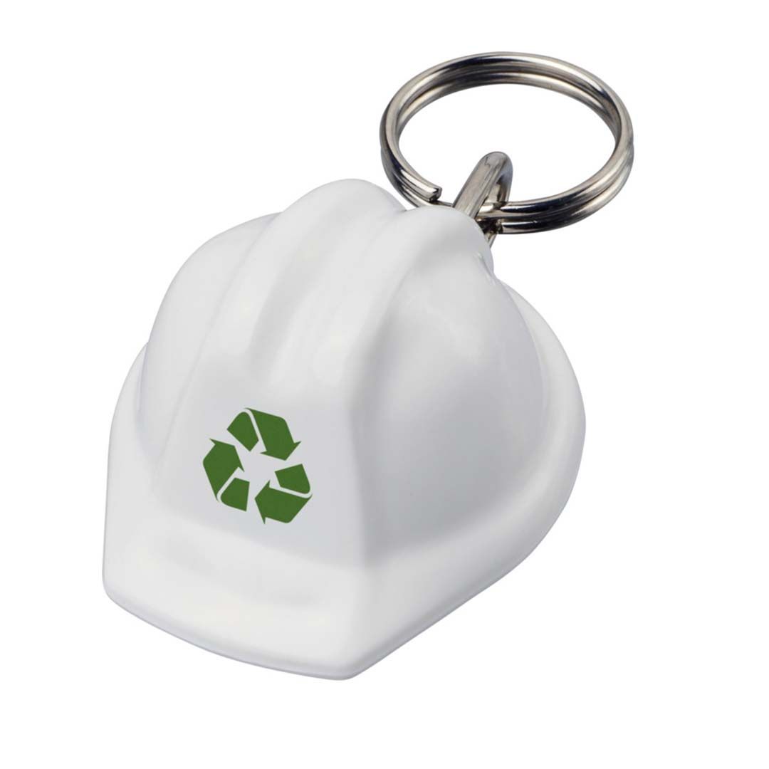 Llavero de material reciclado con forma de casco protector