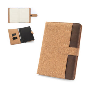 Libreta A5 de corcho y poliéster reciclado (100% rPET) con bloc de notas extraíble Dingfield